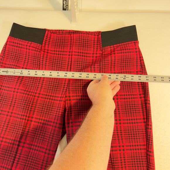 Terra & Sky Stretch Pull On Pant Ankle Woman's 1X (16W-18W) Red Black Plaid - Picture 5 of 12